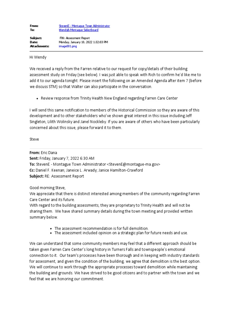 Trinity Health Farren Assessment Response PDF
