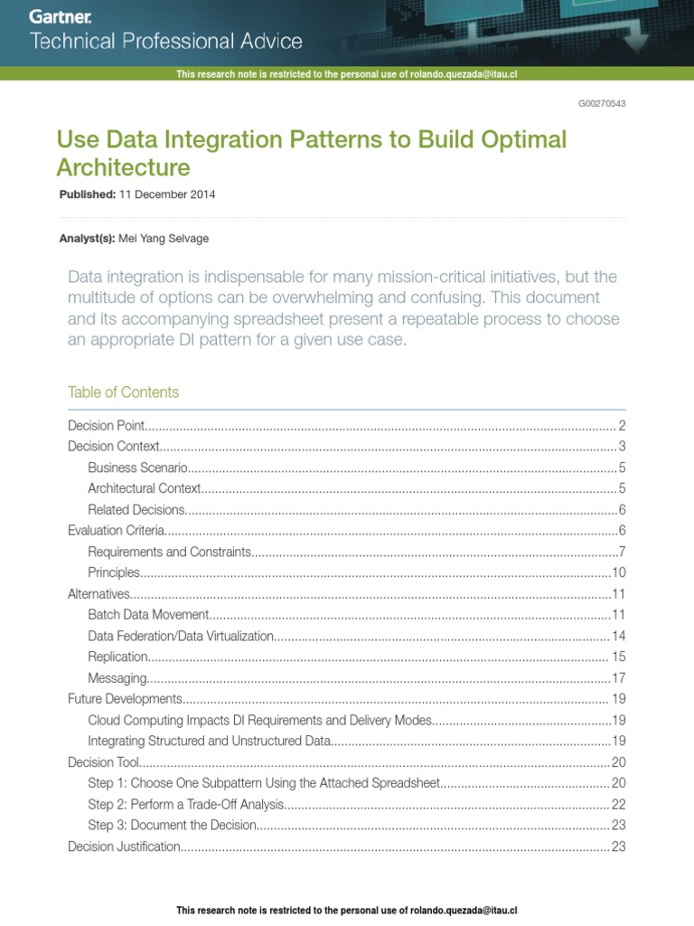Use Data Integration Patterns To Build Optimal Architecture: Published ...