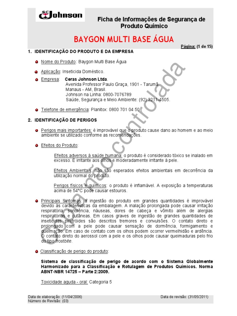 Baygon | PDF | Embalagem e rotulagem | Combustão