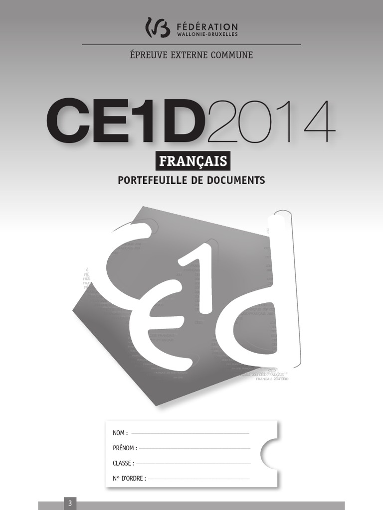 Évaluation Certificative - CE1D - 2014 - Français - Portefeuille de ...