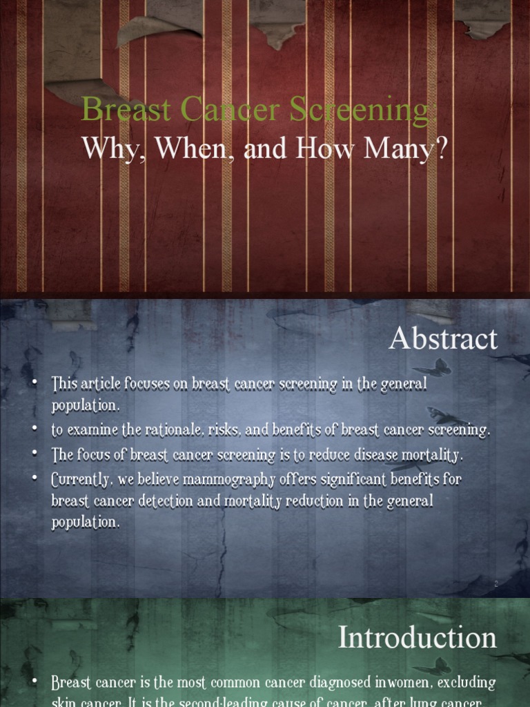 Breast Cancer Screening Guidelines And Benefits Pdf Mammography