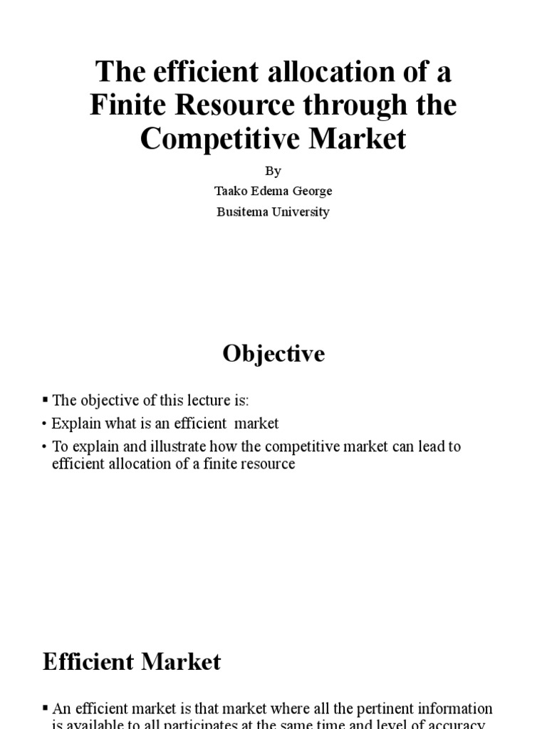 Efficient Resource Allocation in Markets | PDF | Market (Economics ...