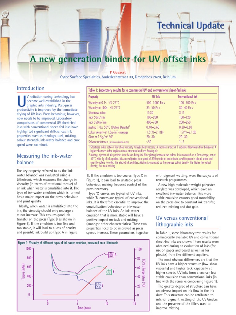 Advances in UV Offset Ink Formulations | PDF | Epoxy | Emulsion