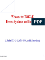 Welcome To CN4122/E Process Synthesis and Simulation: IA Karimi (E5 02-12, 6516-6359, Cheiak@nus - Edu.sg)