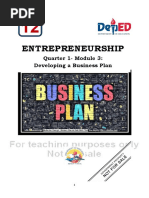 Entrepreneurship: Quarter 1-Module 3: Developing A Business Plan