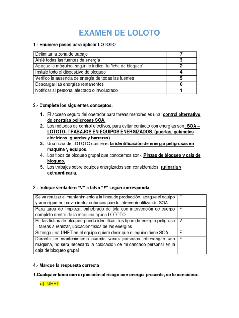 Examen de Loloto | PDF
