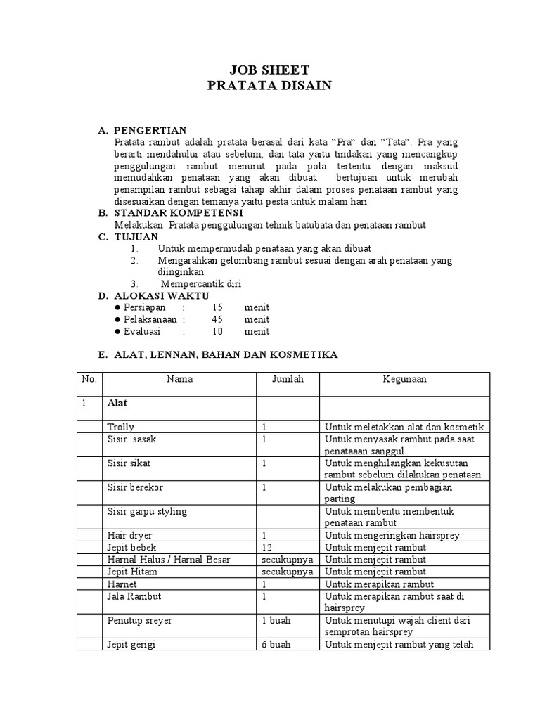 Job Sheet Pratata | PDF