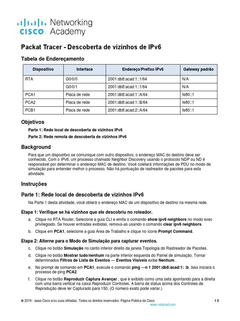 9 3 4 packet tracer ipv6 neighbor discovery pt br pdf rede de