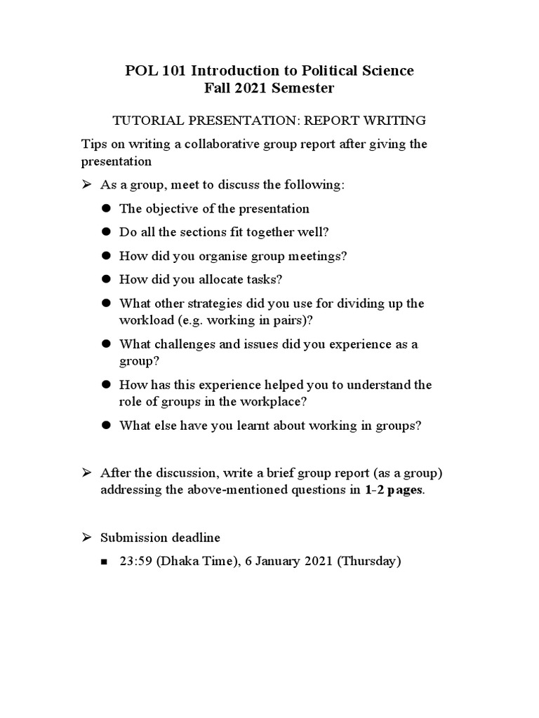 POL 101 Introduction To Political Science (Report Writing Guideline) | PDF
