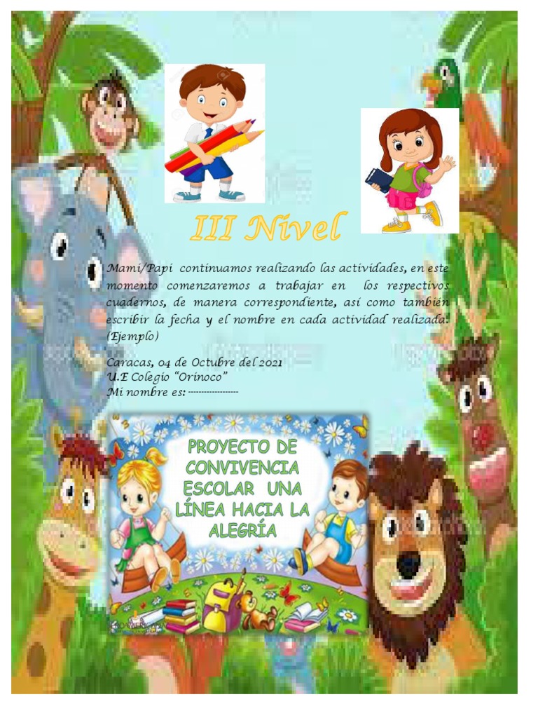 Actividades Semanales para III Nivel | PDF | Artes del Lenguaje y ...