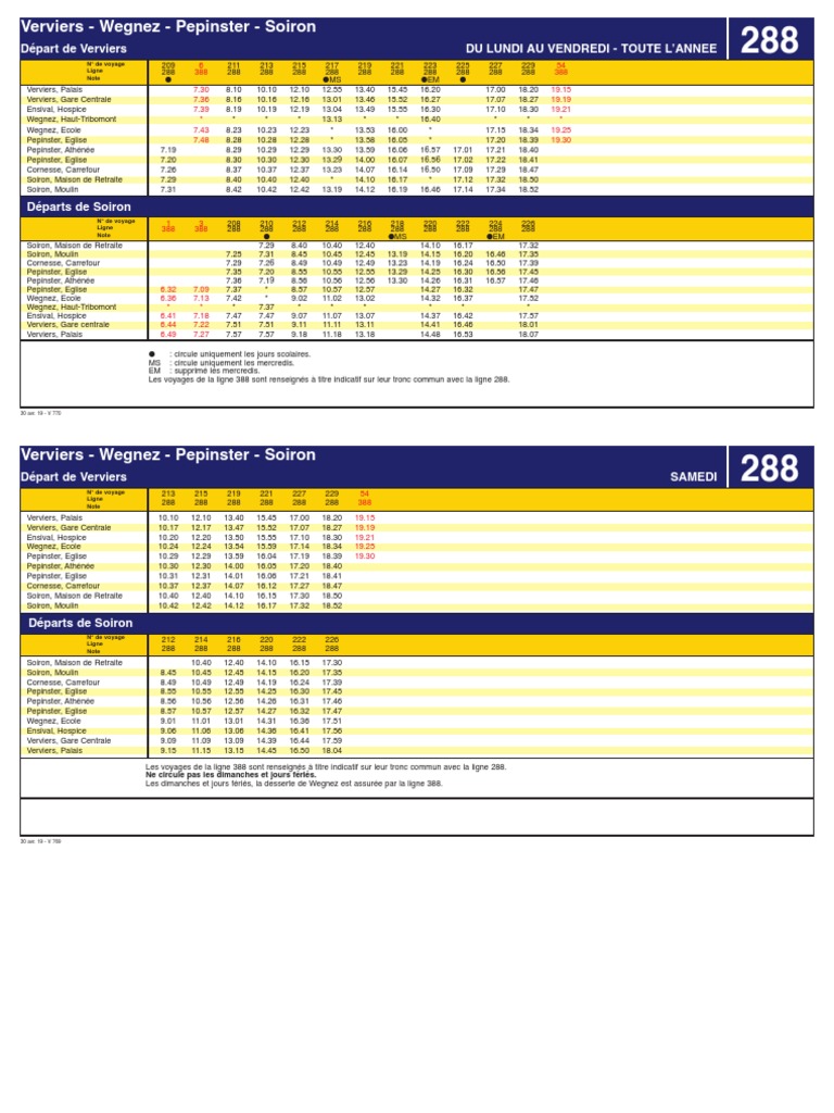 Horaires du bus 288 à Verviers | PDF