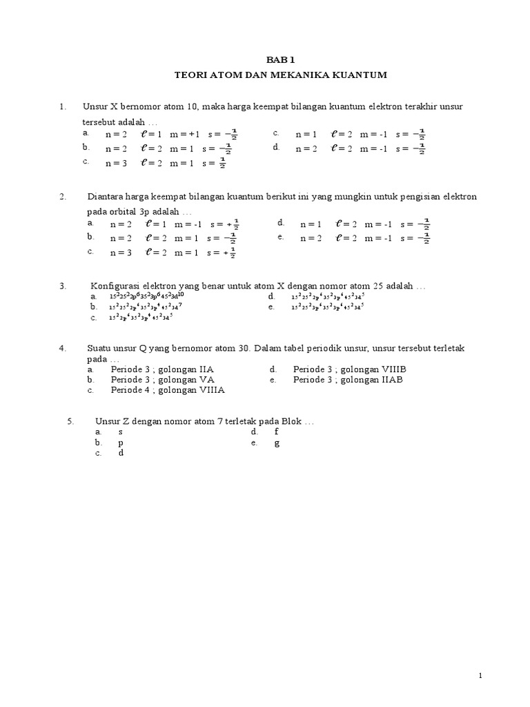 Kumpulan Soal Kimia Kelas X