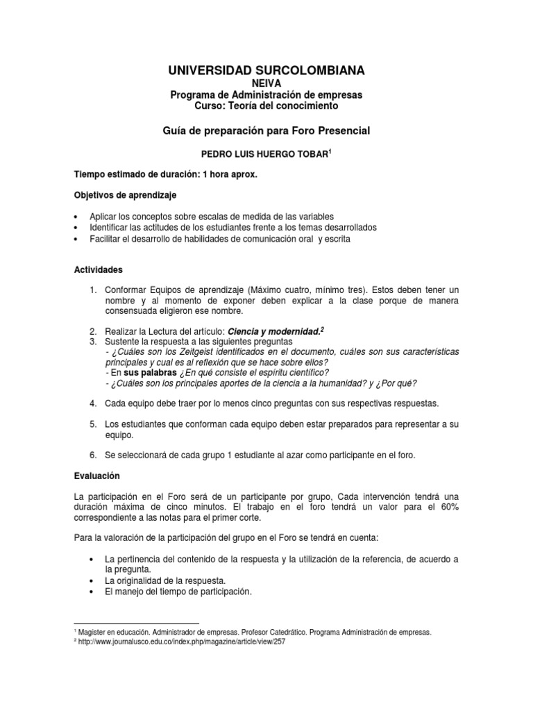 Foro Ciencia Modernidad | PDF | Crecimiento personal y profesional ...