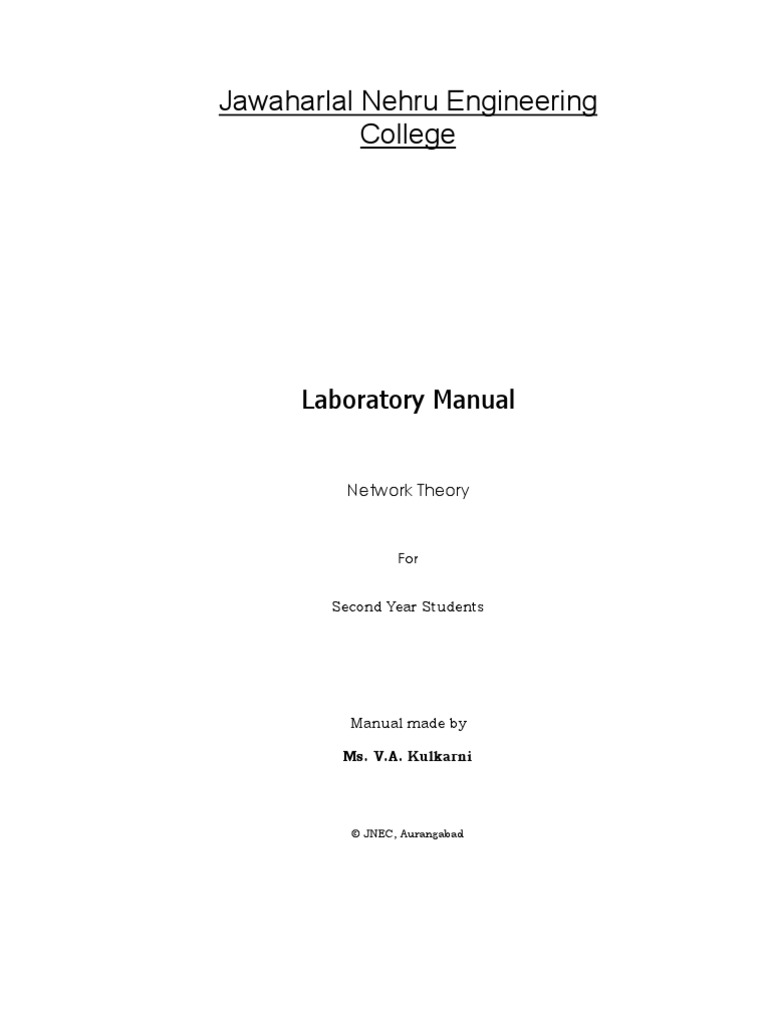 Network Theory Lab Manual for Engineers | PDF | Series And Parallel ...