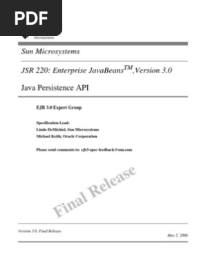 Final Release Sun Microsystems Jsr 2 Enterprise Javabeans Version 3 0 Pdf Enterprise Java Beans License