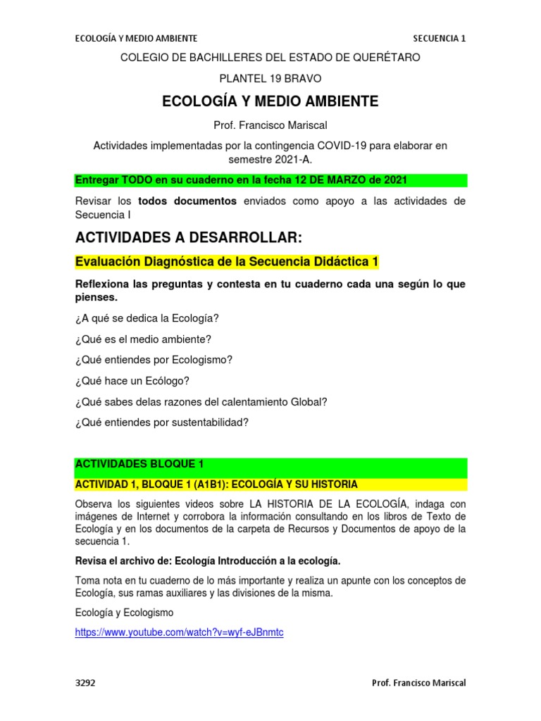 Actividades de Ecología y Medio Ambiente | PDF | Sustentabilidad | Ecología
