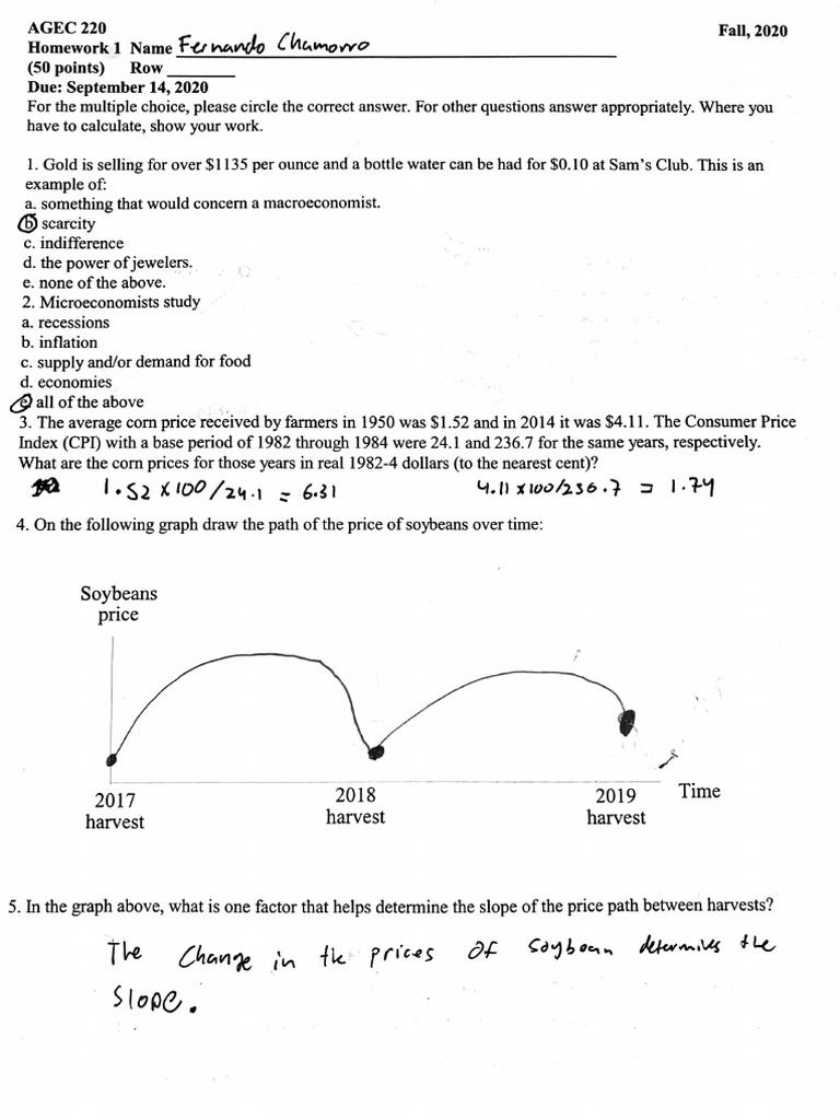 Economics Homework 1: Key Concepts and Problems | PDF | Demand | Price ...