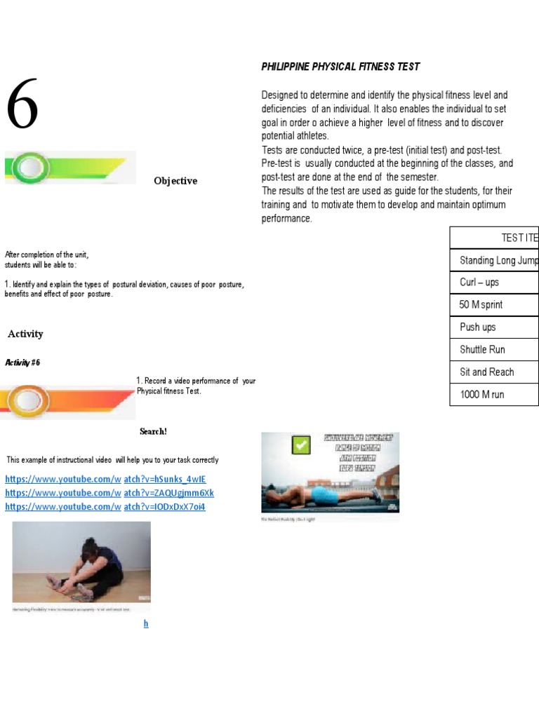 Objective: Philippine Physical Fitness Test | PDF | Cognition ...