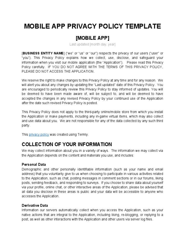 Privacy Policy Template Pdf Free Download