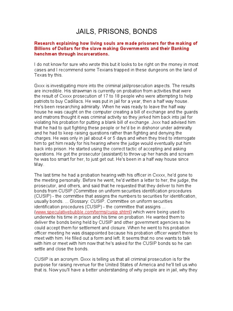 Jails Prisons Bonds Bonds (Finance) Securities (Finance)