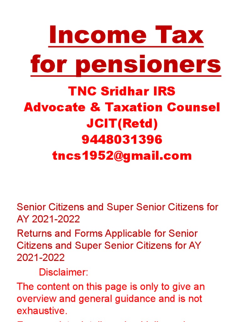 Guide to Tax Filing Requirements, Deductions and Reliefs for Senior and