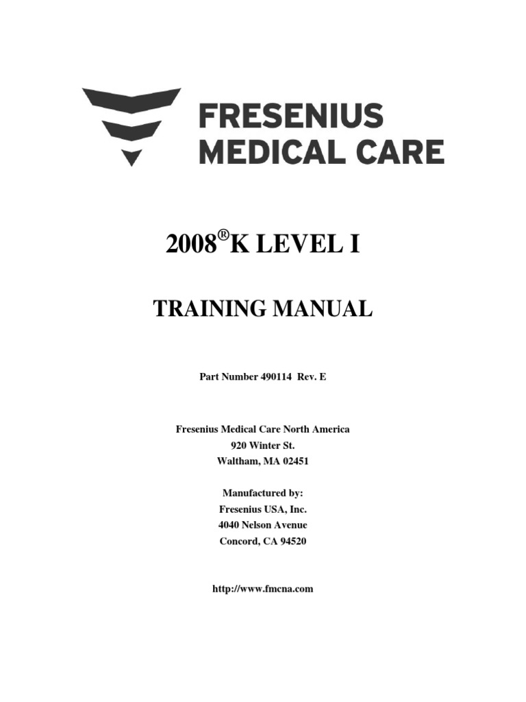 2008 K Level I: Training Manual | PDF | Dialysis | Hemodialysis