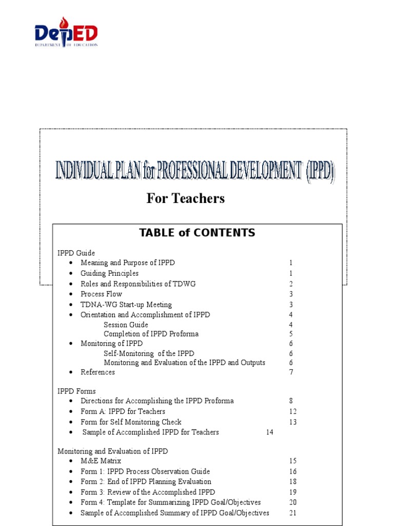 Teachers Individual Plan For Professional Development Ippd PDF Free ...
