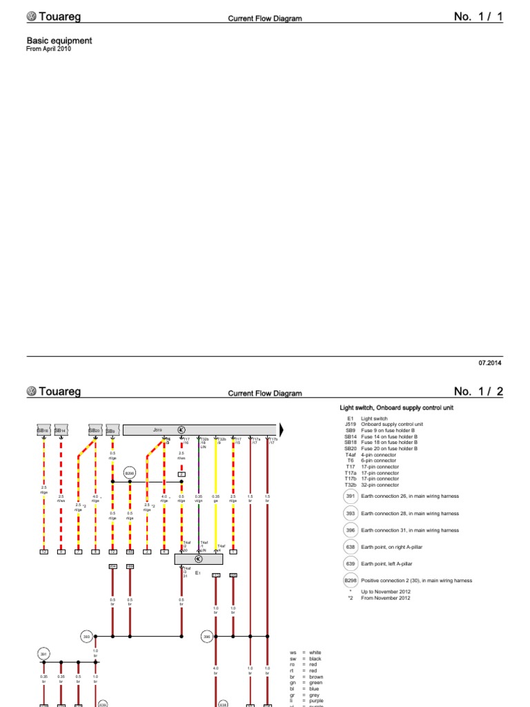 VW Touareg 2 Wiring Diagrams Eng | PDF | Headlamp | Transport