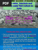 Fresh Water, Brackish and Marine Water Fish Culture in India