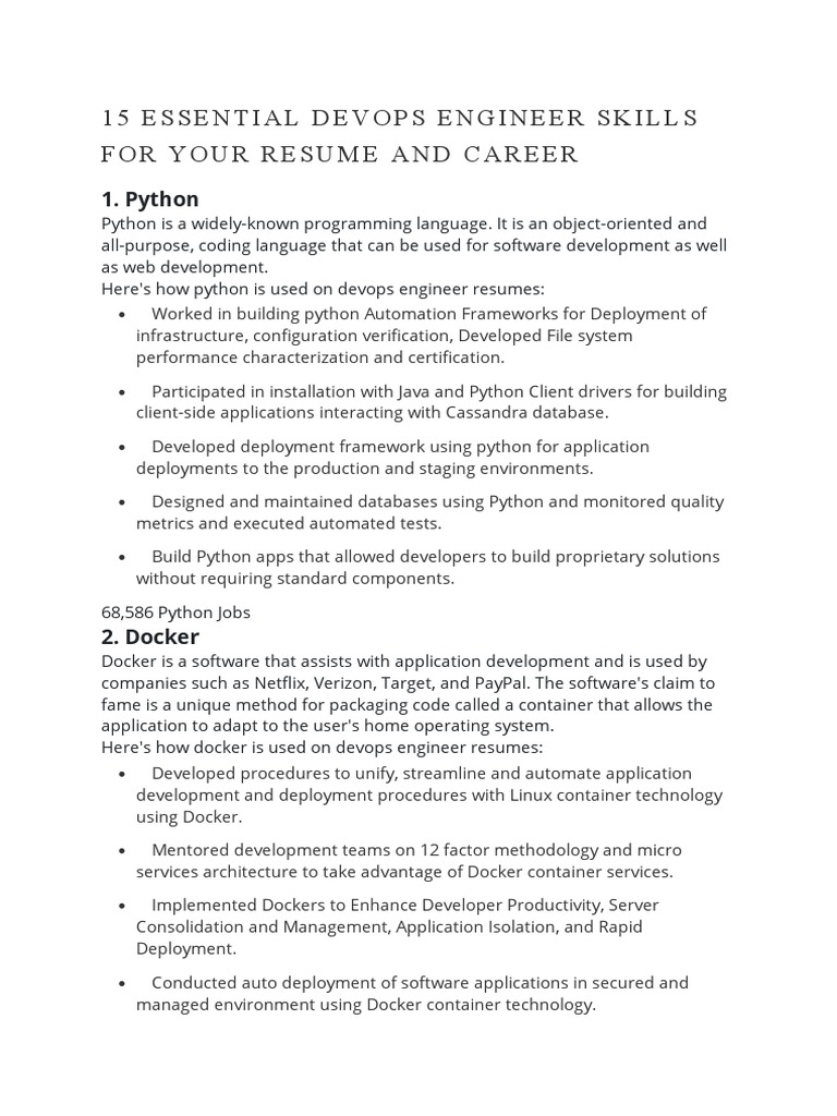 Essential Skills for DevOps Engineers | PDF | Cloud Computing | Linux