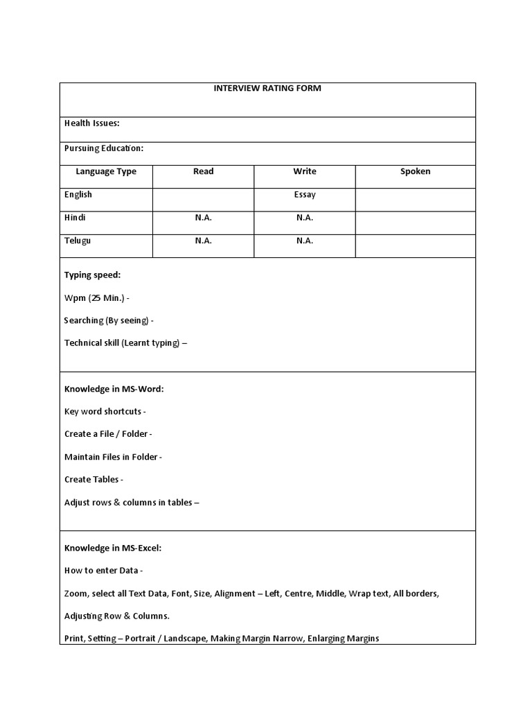 Interview Form | PDF