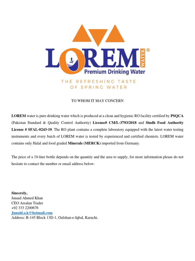 Lorem Water Profile 11-21-2020 | PDF