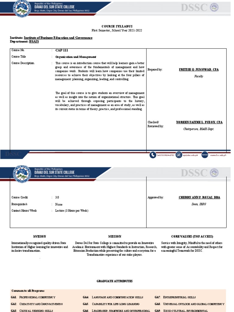 BSAIS Syllabus 007 CAP 111 | PDF