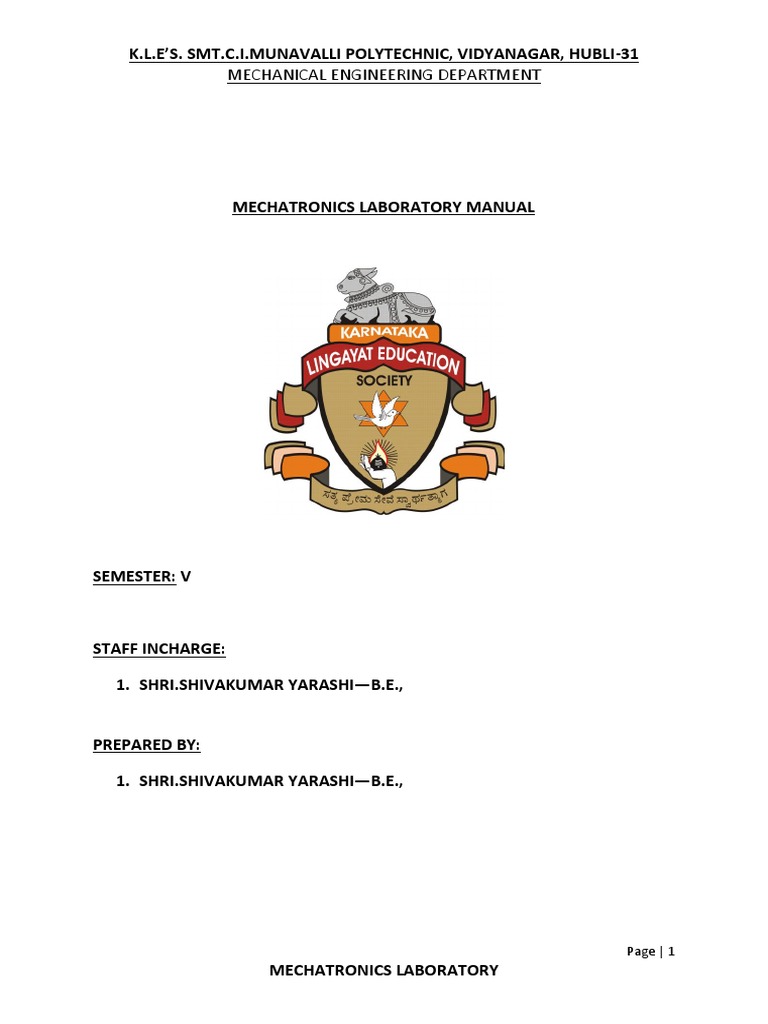 Mechatronics Lab Manual (01!10!2020) PDF Logic Gate Teaching