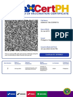 Covid-19 Vaccination Certificate: Dennis Tan Espiritu