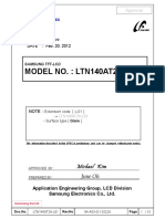 MODEL NO.: LTN140AT26-L01: TO Date: Lenovo: Feb. 20. 2012