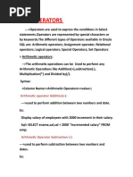 Operators in Oracle