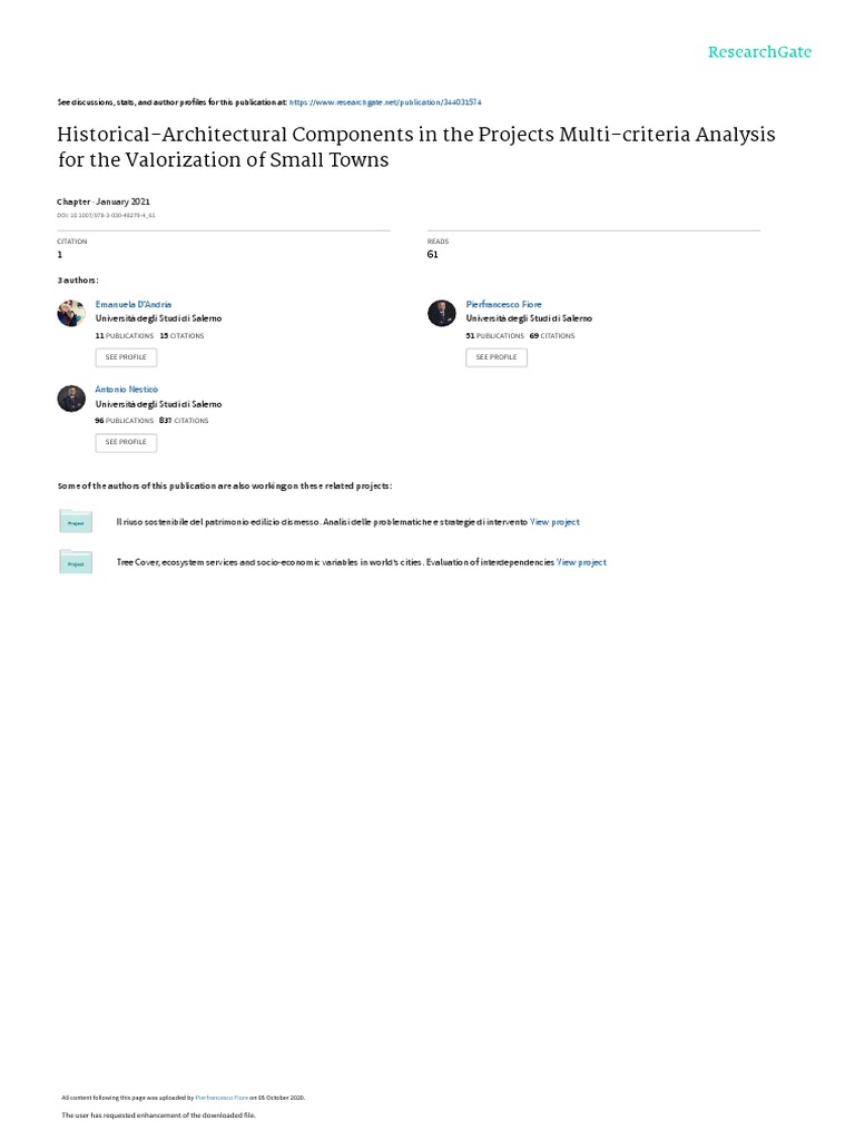 HistoricalArchitectural Components in The Projects MultiCriteria