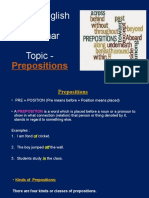 Sub. - English Grammar Topic - : Prepositions