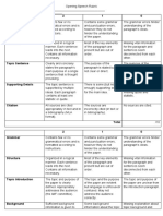 Opening Speech Rubric