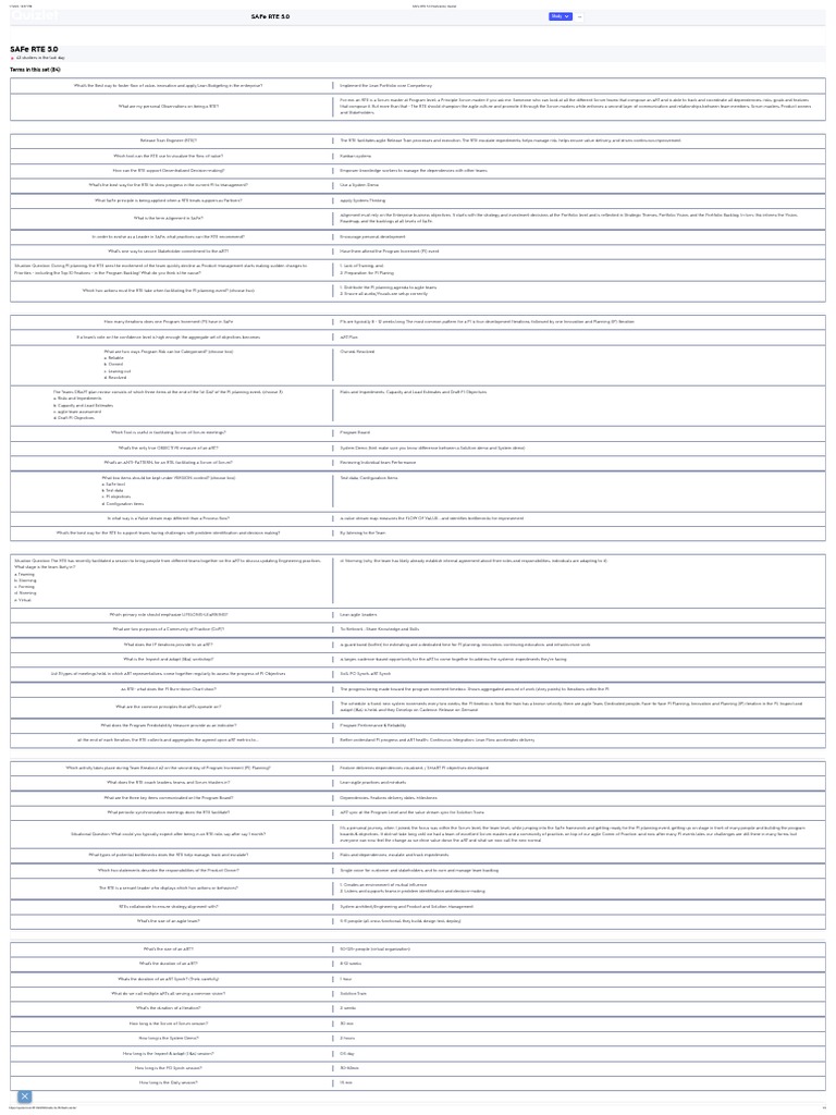 SAFe RTE 5.0 Overview and Practices | PDF | Scrum (Software Development ...