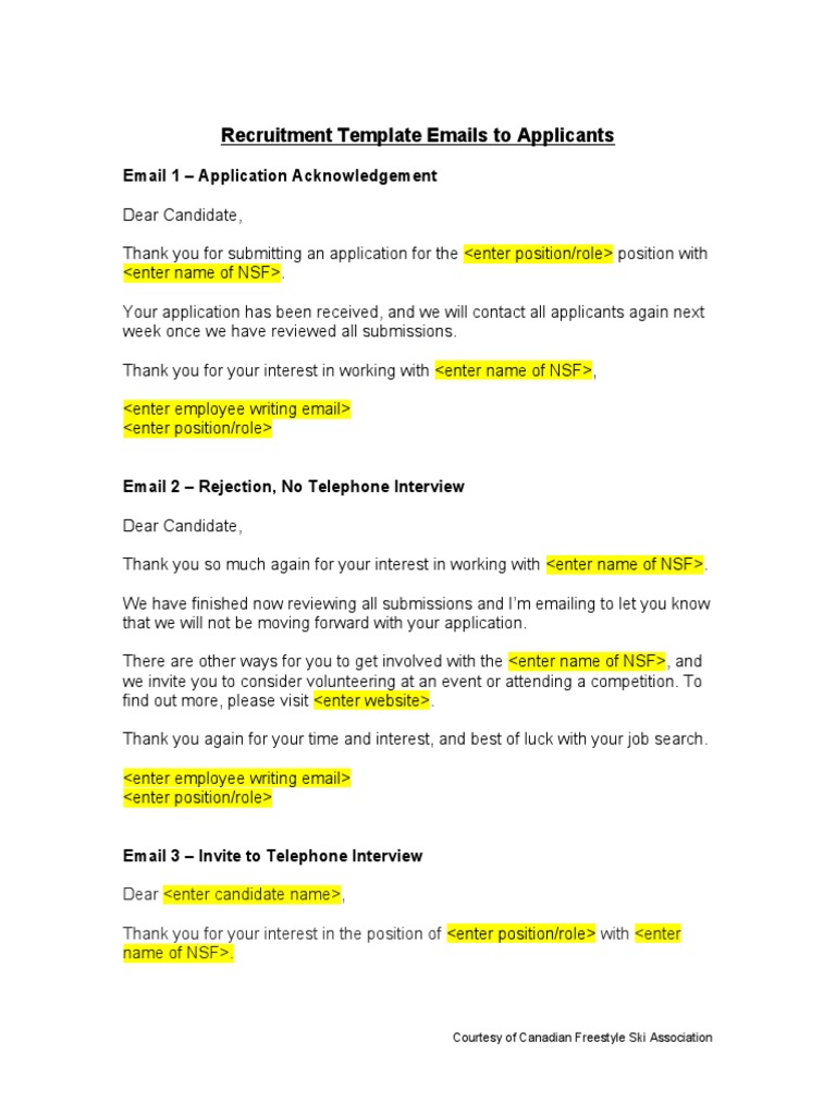 Recruitment Email Templates | PDF | Interview | Communication