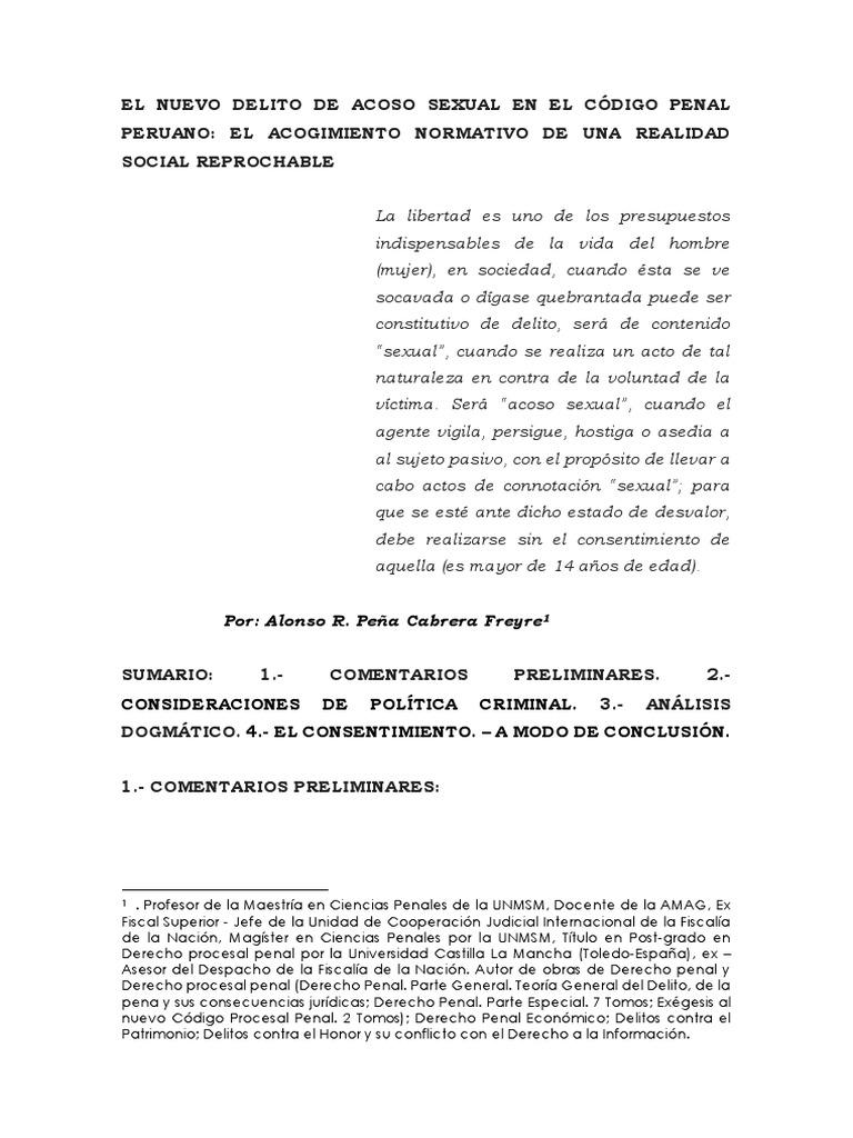 El Nuevo Delito de Acoso Sexual en El Co | PDF | Acoso sexual | Derecho ...