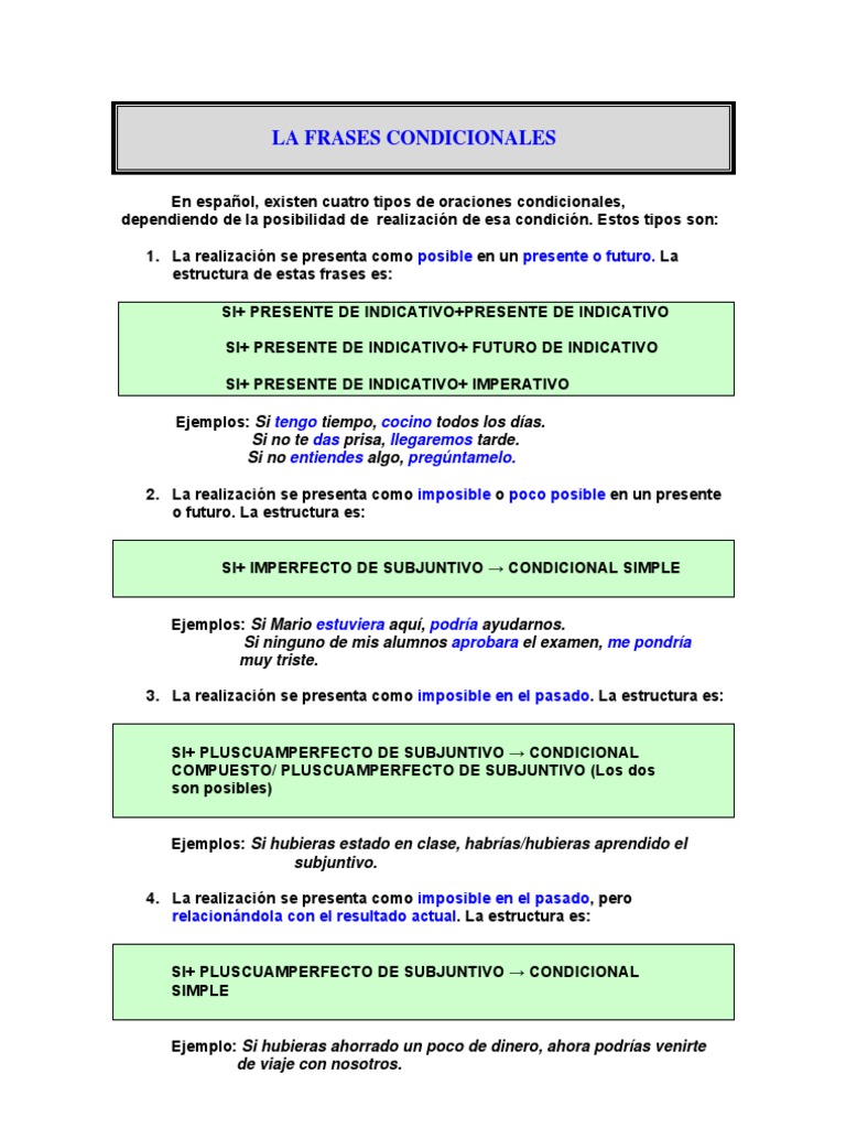 La Frases Condicionales | PDF