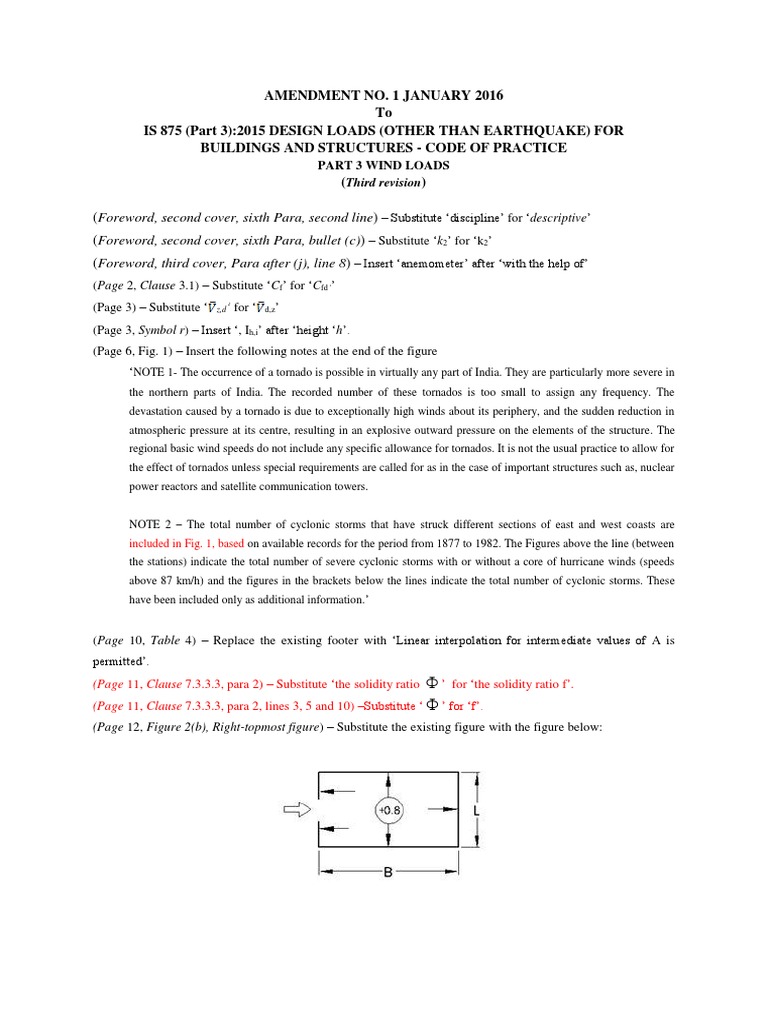 Amendment No 1 - IS 875 - Part 3 | PDF | Tornadoes | Friction