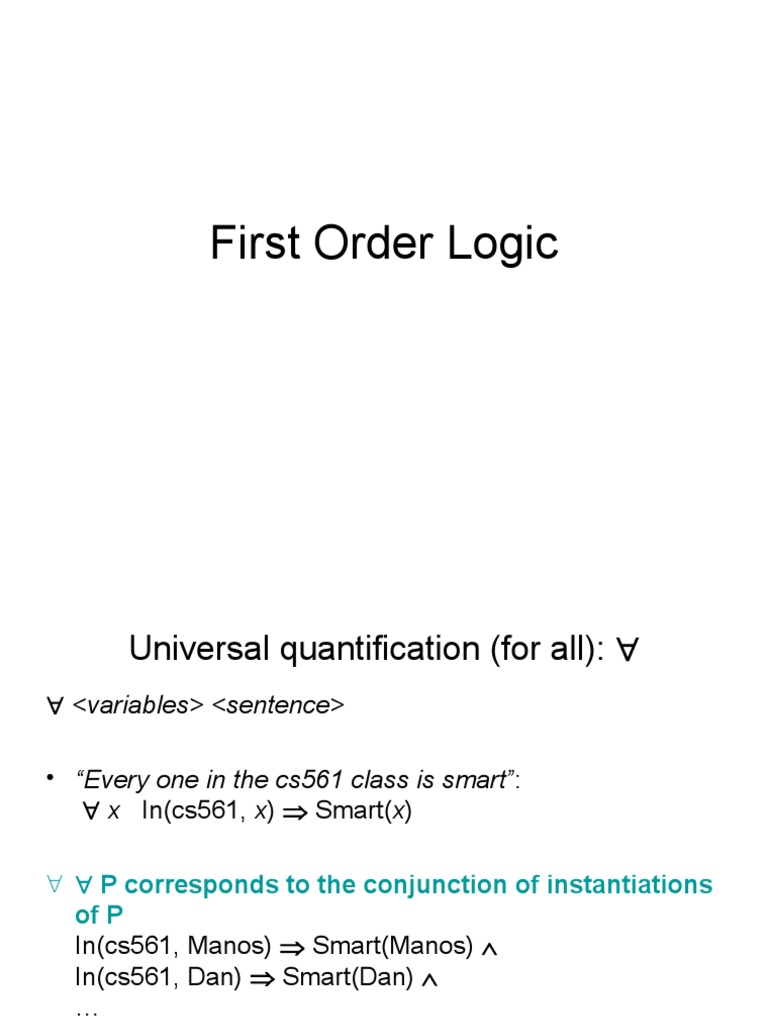 First-Order Logic - w9 | PDF | First Order Logic | Logic