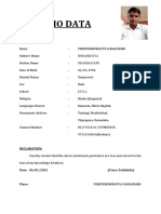 Personal bio data of Vishveshwraiya Ganachari