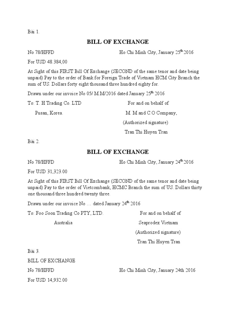 Bills of Exchange for International Trade | PDF | Finance & Money ...