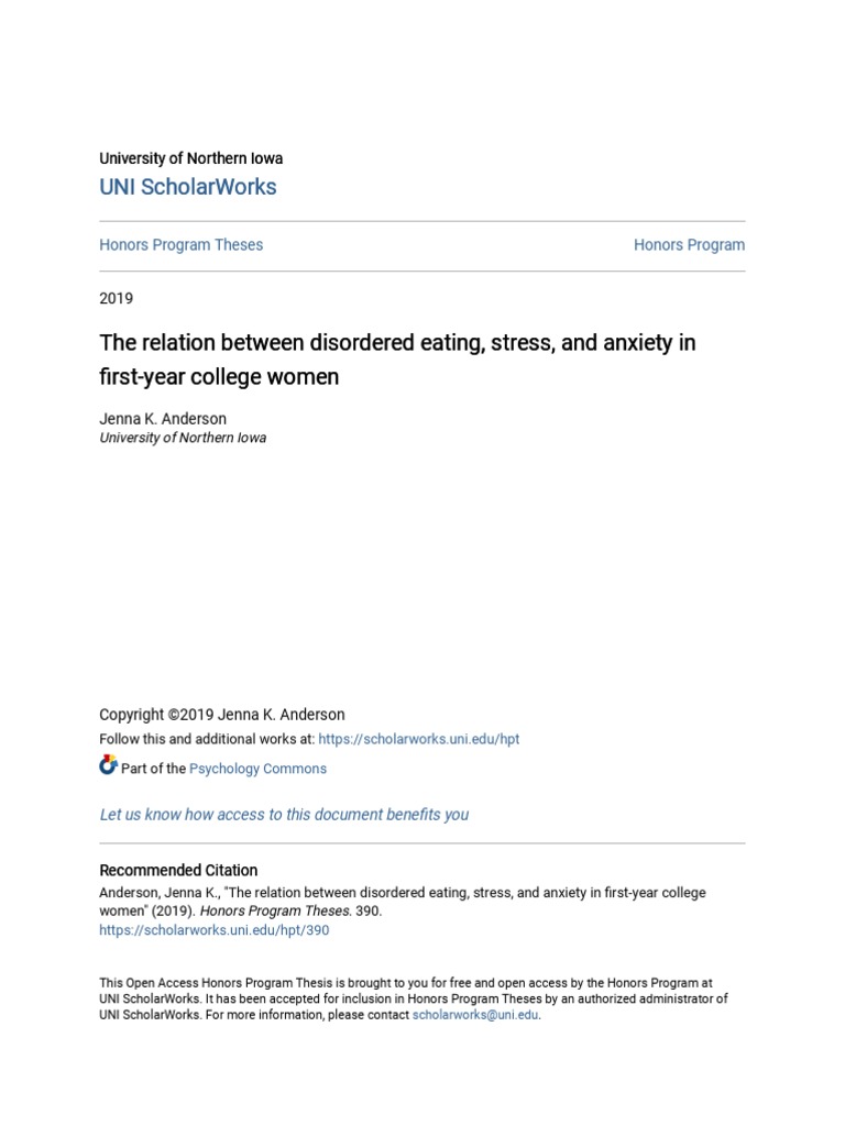 The Relation Between Disordered Eating Stress and Anxiety in Fi | PDF ...