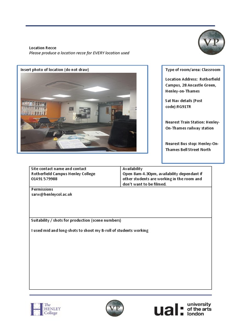 Location Recce Classroom | PDF